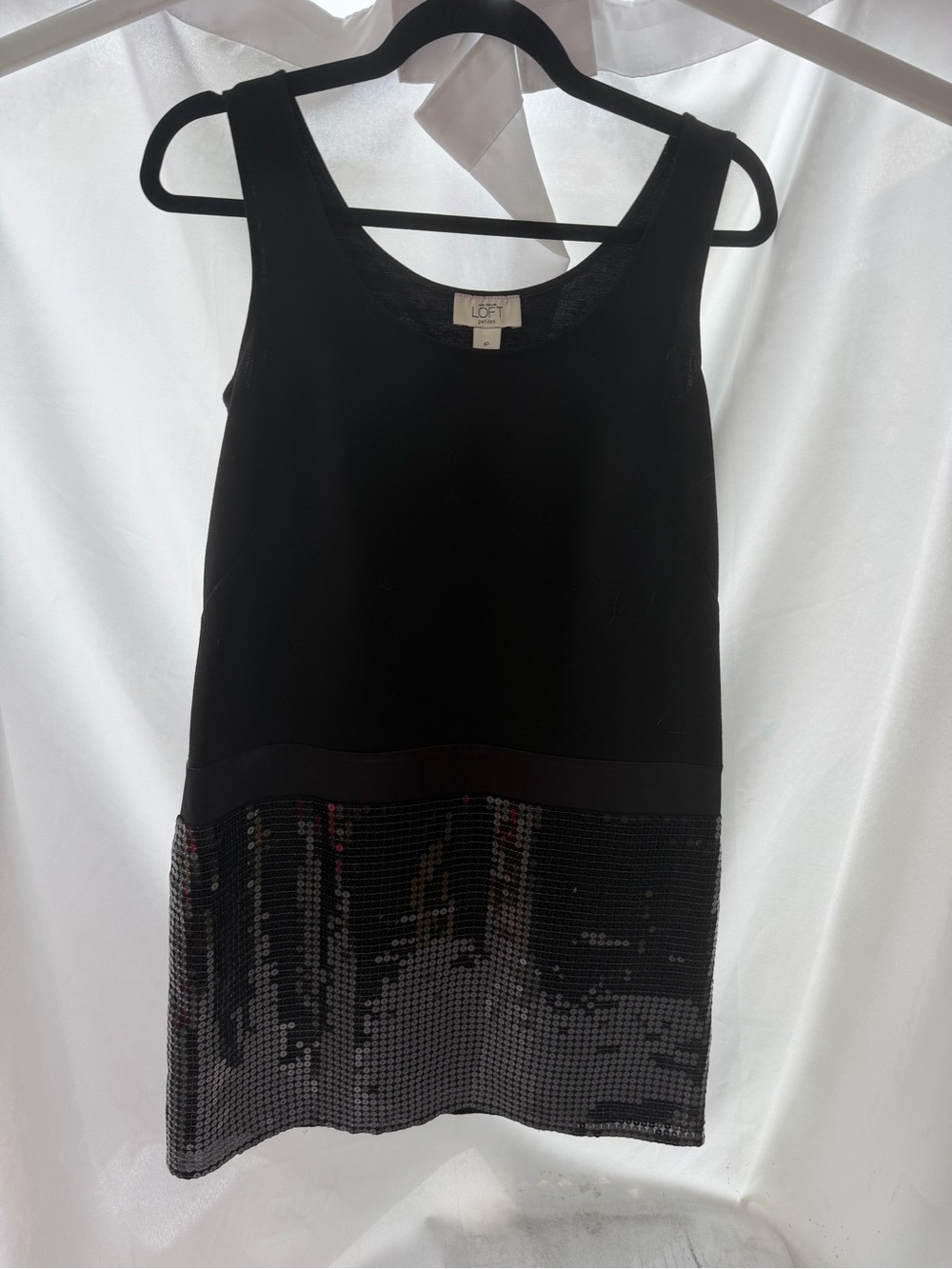 Ann Taylor LOFT 6P Black Sequin Drop Waist Dress Cocktail Holiday Party